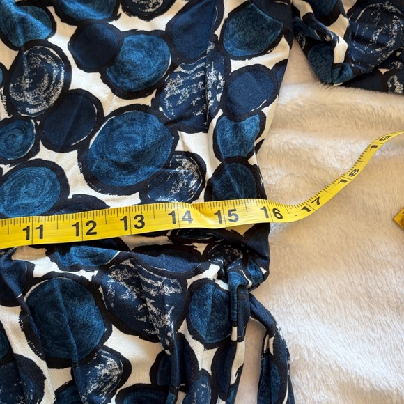 Boden Navy and White circle jersey knit 3/4 Sleeve Dress sz 12 14 euro 16 - Picture 9 of 11